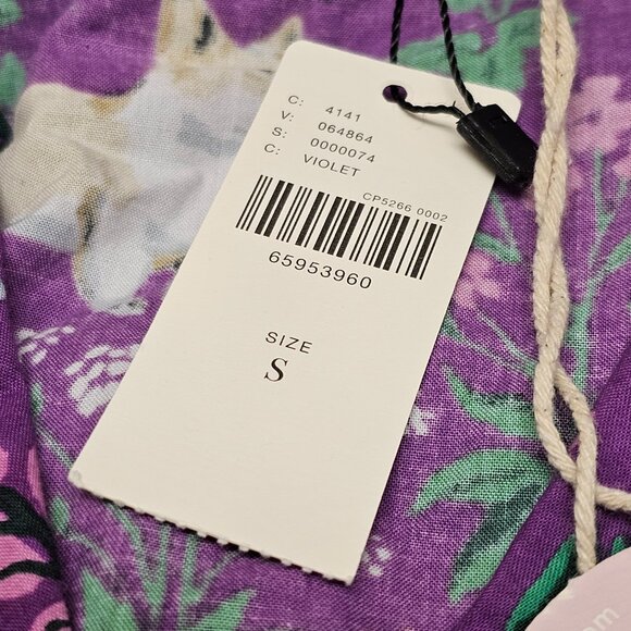 W Tag Anthropologie Print Fresh Purple Violet Dogs Poddle PJ Pajama Set Womens S - Picture 5 of 16